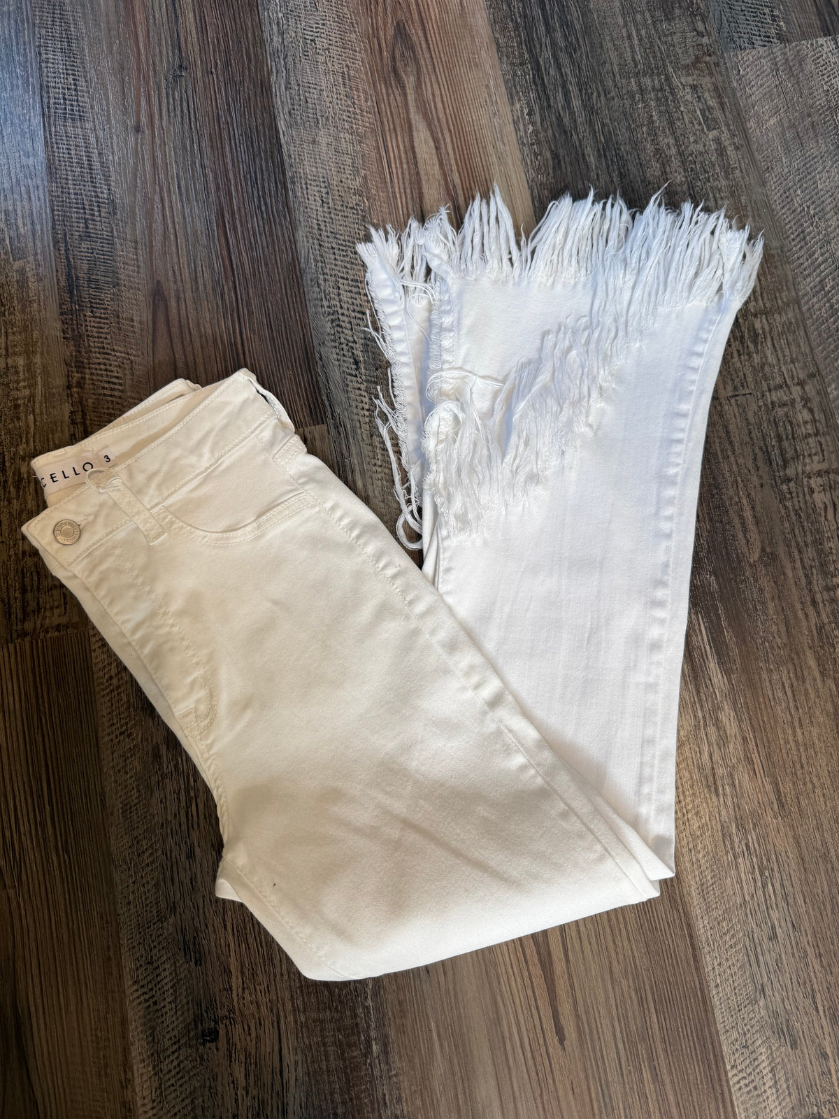 Washed & Worn White Cello Jean