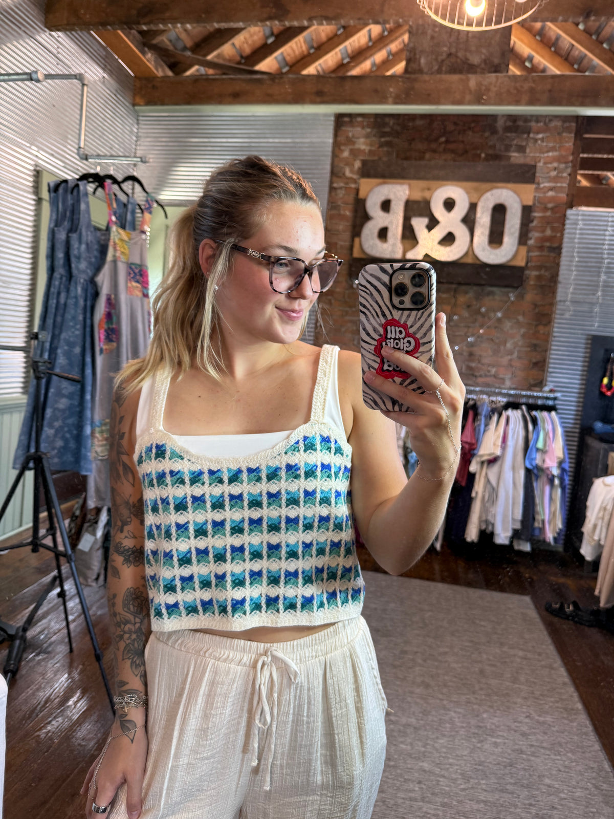 Shades of Blue Crochet Crop Top