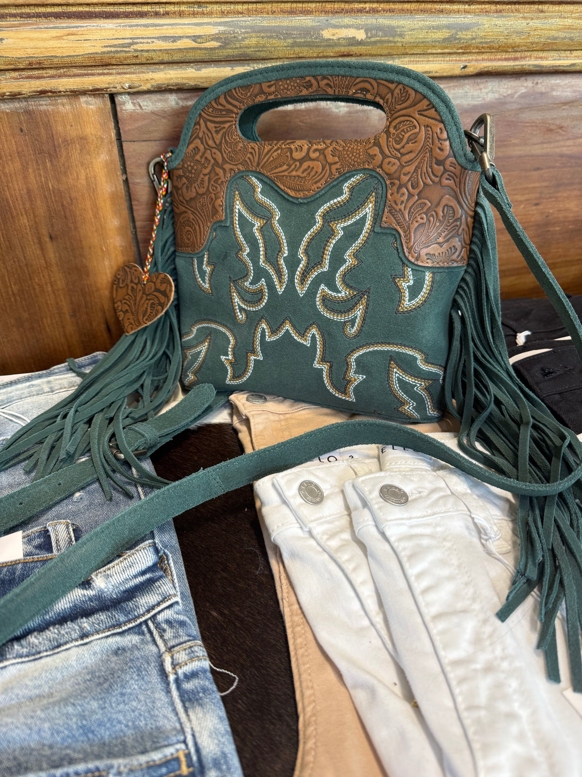 Evergreen Fringe Purse