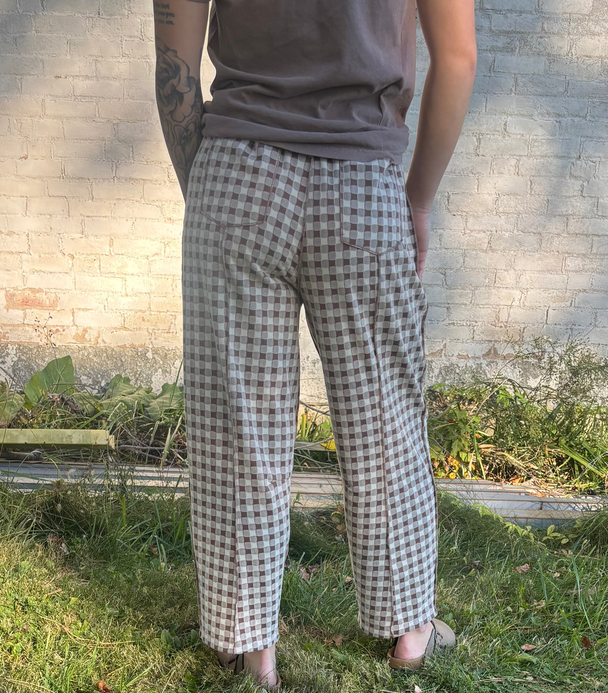 Harvest Gingham Barrel Pant
